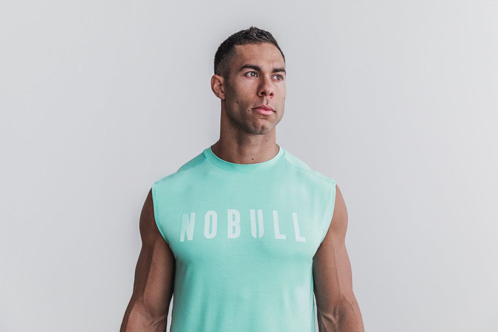 T-Shirts NOBULL Homme Turquoise - NOBULL Sin Mangas,France (6103-PYKBV)